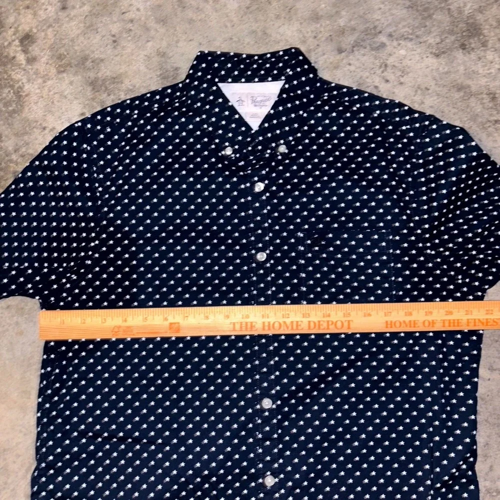 Lot of 2 Penguin Munsingwear Shirt Mens L Navy Blue Stars & Palm Print Button Up - Picture 4 of 15